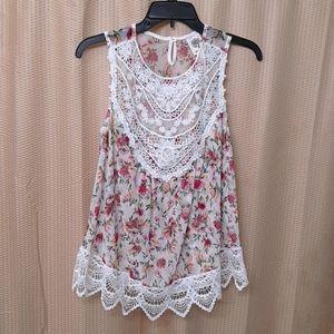 ♠️ Cottagecore Floral Lace Trimmed Summer Grannycore Tank Top